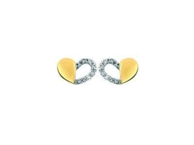 Boucles d'Oreilles Cœur Diamant Or 750 Bicolore -  A49219 - Réf. A49219