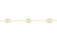 Bracelet Femme Diamant Motifs Ovales Or Bicolore 750 - Réf. RY655BB4