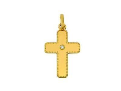 Croix Perlée Diamant Or Jaune 750 - A18219 - Réf. A18219