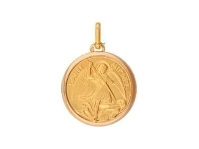 Médaille Saint Michel Or Jaune 750 Ronde 18 mm R1250 - Réf. R1250
