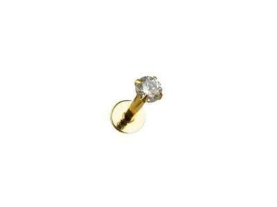 Piercing Lèvre Labret Or Jaune 750 Diamant Griffe - Réf. LABGR1.2DOJ