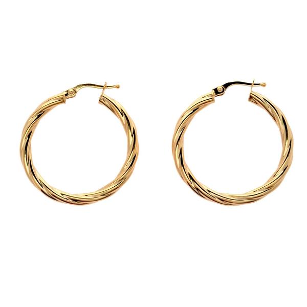 226900 - Anneau - Creole - Torsadée - Or Jaune - 375/1000 - 25 mm - Fil -  Rond - 3 mm - 226900 - Bijouterie Cupillard