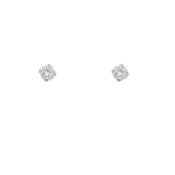 Paire de BOUCLES d/'oreilles puce en ARGENT 925 rhodié et Zirconium 5 mm Neuves