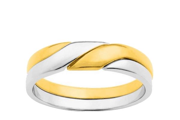 Bague Or 750 Alliance Moderne Bicolore Or 18 Carats Parure Or 18