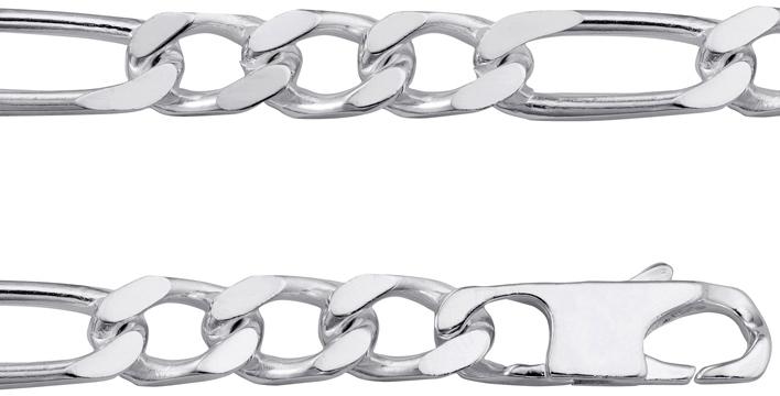 Bracelet en argent rhodié maille cheval alternée 1-1 : Longueur