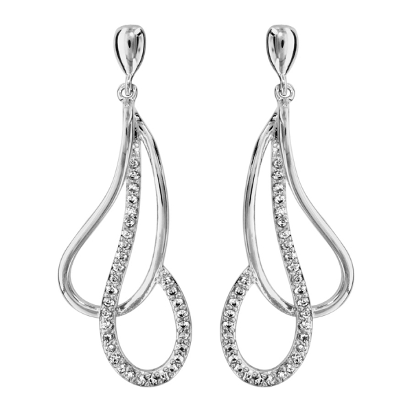 Boucles d'oreilles pendantes argent rhodié 925‰ avec oxyde de zirconium 38  mm SO OR