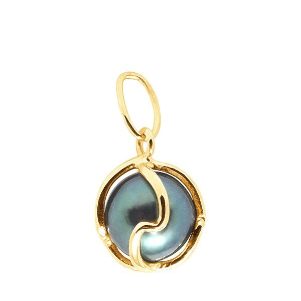 Pendentif Cage Or Jaune Perle Tahiti Ronde mm WK Monaco PT 181