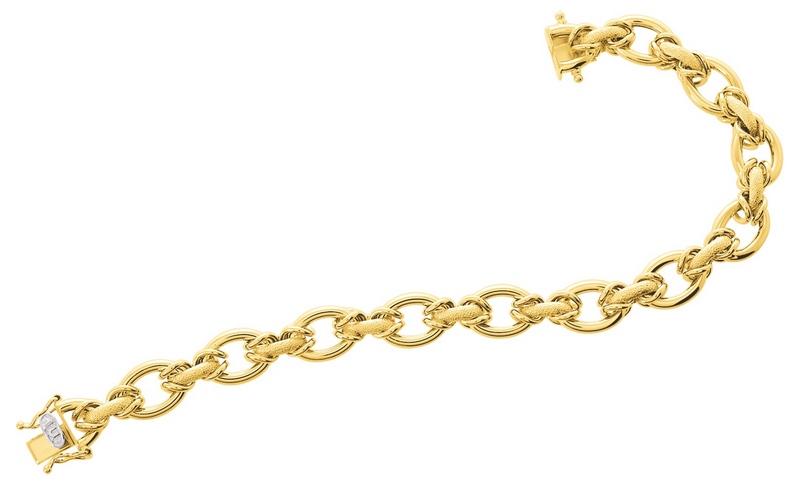 Bracelet Femme Or Jaune 750 Sablé Et Poli - 679.09 - Bijouterie Cupillard