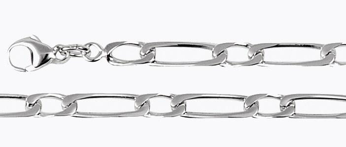 Collier Homme Argent 925 Rhodié mm Maille Alternée 1/1 301266C