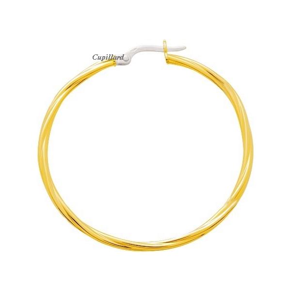 Boucle D'oreille Créole Torsadée En Or 18 Carats (750/1000) - Bicolore - Poids 1,77g - Occasion Parfait état