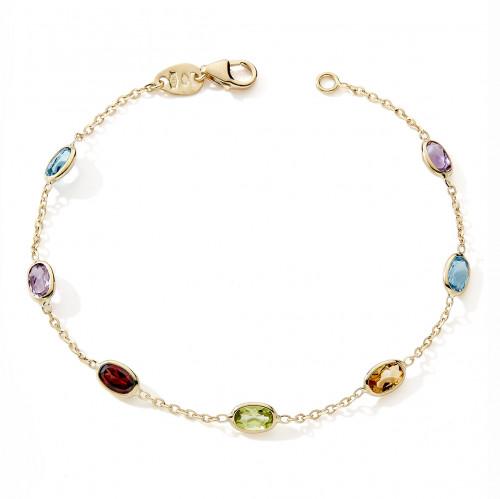 Bracelet Pierres Fines Serti Clos Or Jaune 750 11756