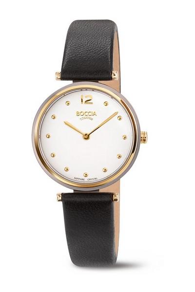 Montre Femme Cuir Titane Plaqué Or Jaune Boccia 3349 01