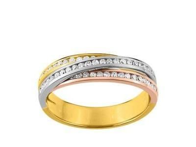 Alliance Croisée Dame 3 Ors 750 Diamants 0.32 Ct Girard - 3R012TB4 - Réf. 3R012TB4