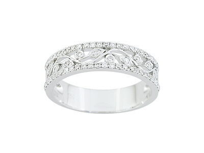 Alliance Demi Tour Diamants Fleurs Or Gris 750 Girard - 3C129GB3 - Réf. 3C129GB3