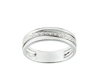 Alliance Or Gris Palladié 750 Vague Diamant Girard - 3C107GB5  - Réf. 3C107GB5