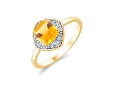 Bague Citrine Coussin Or Jaune 750  - CR77726DRHCT - Réf. CR77726DRHCT