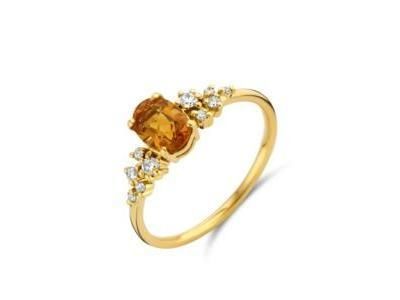 Bague Citrine Diamant Or Jaune 750 - 064767-JA - Réf. 064767-JA