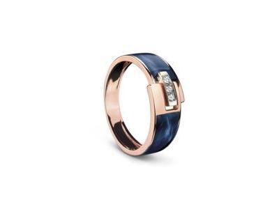Bague Clozeau Déferlante Or Rose 750 Diamant Résine Bleue - C2F628RBPDI - Réf. C2F628RBPDI