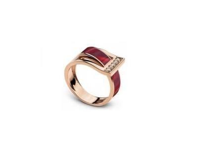 Bague Clozeau Déferlante Or Rose 750 Diamant Résine Rouge - C2F632RRODI - Réf. C2F632RRODI