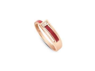 Bague Clozeau Déferlante Or Rose 750 Diamant Résine Rouge - C2F669RRODI - Réf. C2F669RRODI