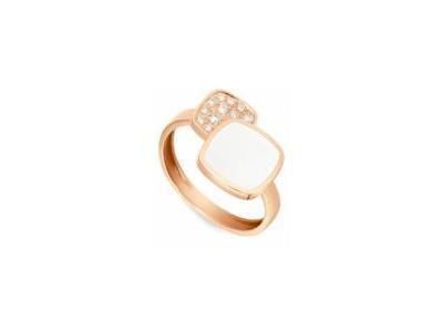 Bague Clozeau Or Rose 750 Résine Blanche et Diamants - C2F751RWNDI - Réf. C2F751RWNDI