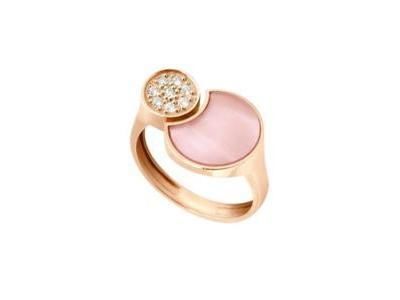 Bague Clozeau Or Rose 750 Résine Rose Diamants - C2F711RPIDI - Réf. C2F711RPIDI