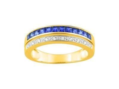 Bague en Or Jaune 750 avec Saphirs et Diamants Naturels - 1.6142.S3 - Réf. 1.6142.S3