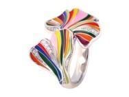 Bague Ginkgo Argent Laqué Zircon Una Storia - BG226 - Réf. BG226