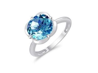 Bague Kalista Topaze Swiss Blue 10 mm Or Gris 750 - CR79694SBW - Réf. CR79694SBW