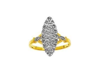 Bague Marquise Diamant Or 750 Bicolore Gris et Jaune - Réf. K12215