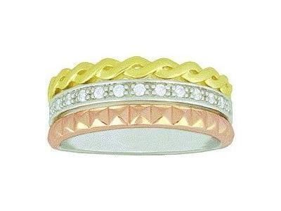 Bague Or Tricolore 375 Pavage Diamant MBG28071-03 - Réf. MBG28071-03