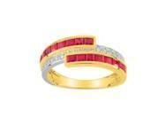 Bague Rubis Carrés Diamant Or Bicolore 750 - Réf. MI055BRB5