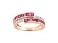 Bague Rubis Carrés Diamant Or Rose & Gris 750 - MI055RRB5 - Réf. MI055RRB5