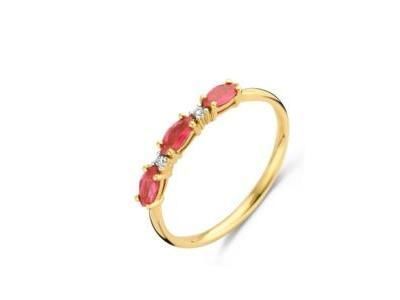 Bague Rubis Navette Diamant Or Jaune 750 - 065529-RA - Réf. 065529-RA