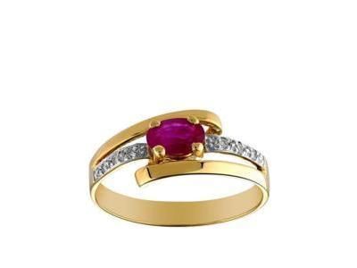 Bague Rubis Ovale Diamant Or Bicolore 750 - K00319 - Réf. K00319