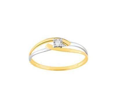 Bague Solitaire Diamant Pastillé Serti Griffe Or Bicolore 375 - 09ZT43BB4 - Réf. 09ZT43BB4