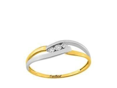 Bague Trilogie Diamant Pastillé Or Bicolore 750 - PF079BB4 - Réf. PF079BB4