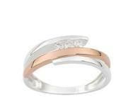 Bague Trilogie Diamants Or 750 Bicolore Gris Et Rose 750 - Réf. PE004YB4