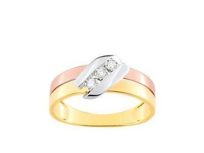 Bague Trilogie Diamants Or 750 Tricolore Jaune, Gris Et Rose 750 - PSC17TB4 - Réf. PSC17TB4
