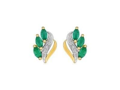 Boucle d'Oreilles Émeraude Or 750 Bicolore - 28PF12BE - Réf. 28PF12BE