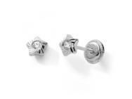 Boucle d'Oreilles Etoiles Striées Or Gris 750 Zirconium à Vis - 10459GV - Réf. 10459GV