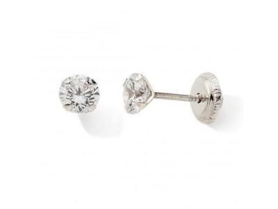 Boucles d'Oreilles à Vis Or Gris 750 Zirconium - 6389GV - Réf. 6389GV