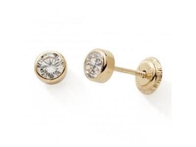 Boucles d'Oreilles à Visser Or Jaune 375 Zirconium 4 mm Serti Clos - N11285V - Réf. N11285V