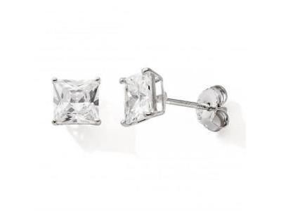 Boucles d'Oreilles Argent 925 Zircons Carrés 7x7 mm - C1262 - Réf. C1262