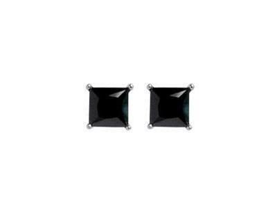 Boucles d'Oreilles Argent 925 Zircons Noirs Carrés 5x5 mm - 010100N - Réf. 010100N