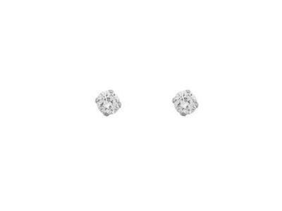 Boucles d'Oreilles Argent Rhodié 925 Zircon 4 MM - C1257 - Réf. C1257