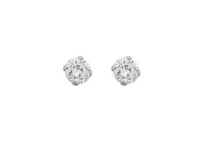 Boucles d'Oreilles Argent Rhodié 925 Zircon 6 MM - C1259 - Réf. C1259