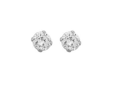 Boucles d'Oreilles Argent Rhodié 925 Zircon 7 MM - C1260 - Réf. C1260