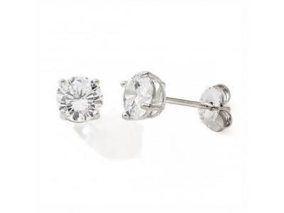 Boucles d'Oreilles Argent Rhodié 925 Zircon 7 MM - C1260 - Réf. C1260