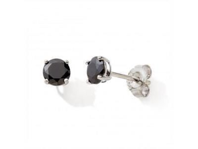 Boucles d'Oreilles Argent Rhodié 925 Zircon Noir 5 MM - C2454 - Réf. C2454